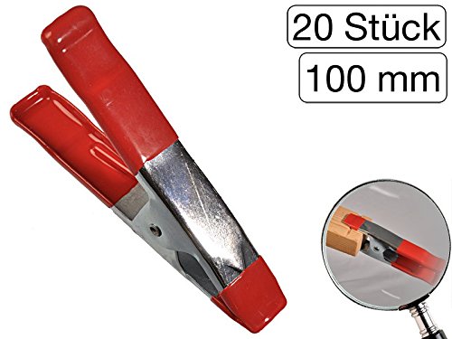 20 Stück Leimklemme 100mm Metall Überzug Gummi rot