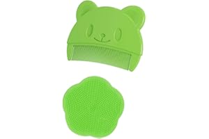 RY-EARL Bürste und Kamm für Milchschorf, Baby Bad Silikonbürste,Sanfter Sensorischer Schrubber Baby Haarkamm mit Weichen Silikonborsten Hilft Bei der Sanften Massage der Kopfhaut,Unverzichtbare(Grün)