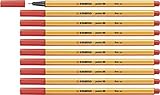 Fineliner - STABILO point 88 - 10er Pack - rot - 