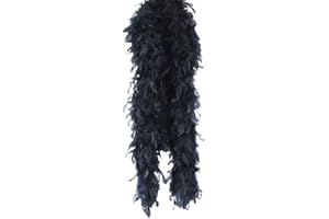 OAUTOSJY Federboa Boa,200cm Türkei Federn Fringe Trim Natürlichen Truthahnfeder Gefieder Flauschige Marabu-Federboa Federstola Feder Schal DIY,Kostümzubehör,Halloween,Hochzeit,Party, Heimdekoration,Schwarz
