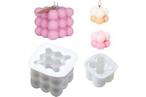 LANFLY 2 Pcs Silicone Candle Moulds 3D Bubble Moulds Candle Making Moulds Chocolate Fondant Cake Decorating Mould Soap Making Mould for Baking Dessert Jelly Pudding Clay Mould for Party Decoration DIY Gift