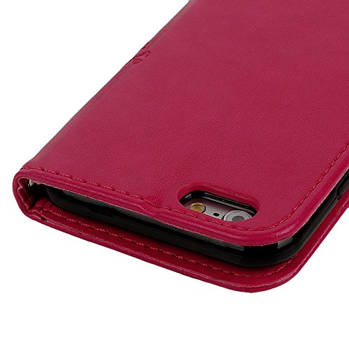 iPhone 6 Case,iPhone 6S Case (4.7 inch), YOKIRIN [Wallet Case] Premium Soft PU Leather Notebook Wallet Embossed Flower Tree Design Case with [Kickstand] Stand Function Card Holder and ID Slot Slim Flip Protective Skin Cover for iPhone 6 ,iPhone 6S, Rose Red