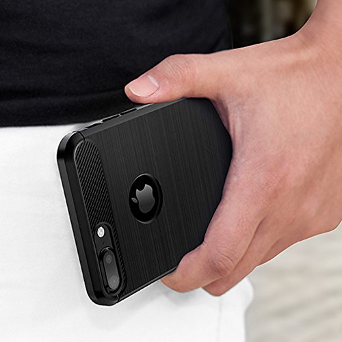 iPhone 6 Plus / iPhone 6s Plus Case, OWM Ultra Light Slim Shockproof Silicone TPU [Brushed Grip] Protective Case Cover Skin for Apple iPhone 6 Plus / iPhone 6s Plus Case and [FREE Screen Protector] (Black)