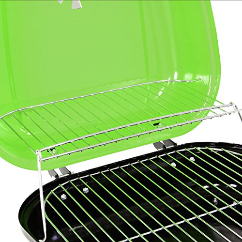 Nexos Mini Koffer-Grill Holzkohlegrill für Garten Terrasse Camping Festival Picknick Party BBQ Barbecue ca. 34 x 36 cm Grillfläche grün - 3