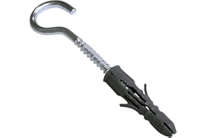 AERZETIX - C57510 - Lot de 50 Chevilles universelles Ø6x30 mm en plastique + 50 crochets à suspension/piton à visser Ø4x35 mm en acier - pour béton brique pleine parping maçonnerie