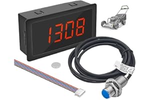 GOEDCH 4 tachimetro digitale LED con sensore interruttore di prossimità Hall NPN: DC 8 – 24 V, 40 mA 4 tachimetro LED digitale, contagiri, ingresso 10 – 9999 RPM, gamma per diversi tipi di motori
