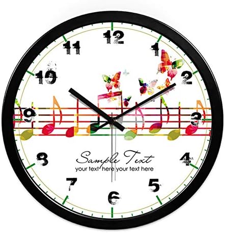 IGNB Wall Clock Creative Metal Black Frame Quartz Watch Arabic Digital Glass Mirror Mute Sports Wall Clock Living Room Home Decoration 12 Inches,Black