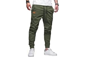 Jolicloth Men's Trousers Cargo Jogger Work Cotton Casual Sweatpants Outdoor Elasticated Waist Drawstring Pants with Pockets