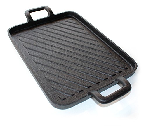 Santos Plancha Grillplatte 25cm x 19cm x 1,8cm – Grillpfanne Gusseisen Gusspfanne Pfanne Grillzubehör Guss für Gasgrill oder Kohlegrill - 4