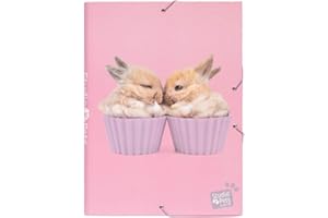 Grupo Erik Carpeta Escolar A4 Studio Pets Rabbits - Carpeta solapas rosa Tapa Dura Infantil con gomas | Material escolar para Vuelta al cole, Para Niños y Niñas