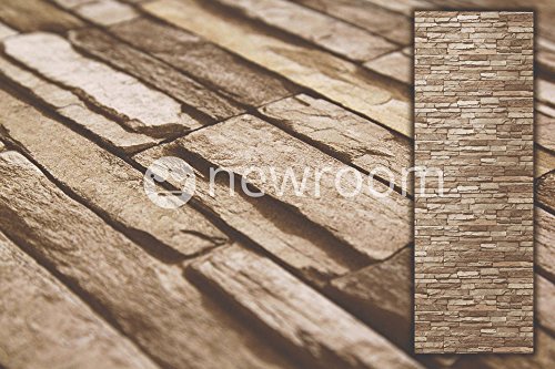 Steintapete Vlies Braun Beige | schöne edle Tapete im Steinmauer Design | moderne 3D Optik für Wohnzimmer, Schlafzimmer oder Küche inklusive NewroomTapezier-Profibroschüre, mit Tipps für perfekteWände - 4