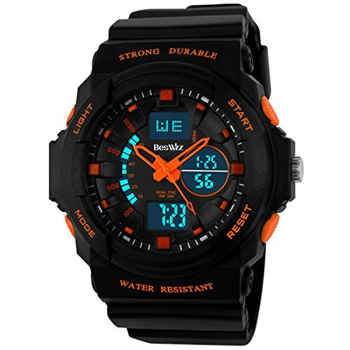 Beswlz Jungen Multi-Funktion Digital LED Quarz Armbanduhr wasserabweisend Elektronische Sport Uhren Kind Orange