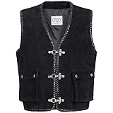 Klassische Biker Weste im Chopper-Style aus Rindnubukleder- robust & belastbar