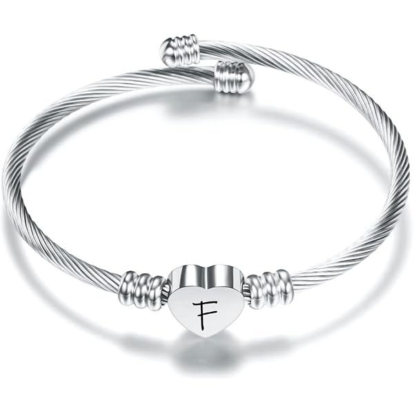 RAIDIN Acciaio inossidabile 18K Oro Foglia Braccialetto Bangle per le donne ragazze Dainty gioielli di cristallo regali per il compleanno Charms (Argento-054 Piuma