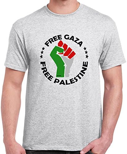 Starlite Mens Novelty tshirts-Free Palestine-Free Gaza Hand Symb-Novelty gifts