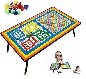 Iyaan Foldable Study Table with Ludo and Snake Ladder Game for Kids / Student Birthday Gift Item, Multicolor Pack of 1