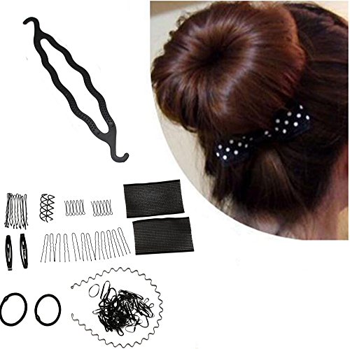 Haare Frisuren Set, Lockenwickler, Haar Styling Zubehör, 22 Stück DIY Haar-Styling-Werkzeug, Haar Pin Haar Bun Maker Frisuren Werkzeuge Set für Frauen Mädchen geeignet für Anfänger (22PC) - 3