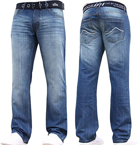 Stone Edge Mens Designer Straight Regular Denim Jeans Pants All Waist Leg Sizes Stone Wash 36W X 30L
