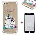 Produktbild SHYHONG iPhone 7/iPhone 8 Hülle Transparent TPU Silikon Handyhülle Flexibel Anti-Kratzer Vier Eckluftkissen Schutzhülle Anti-Shock Bumper Cover(Blau Einhorn)+5D gehärtetem Glas für iPhone 7/iPhone 8