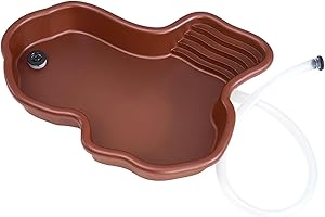 Xijobido Tortoise Water Dish, Reptile Food and Water Dish, Tortoise Bath Dish, Reptile Water Food Bowls with Anti-Slip Ramp, Anti Slip Reptile Pool Bowl with Ramp, Reptile Feeding Box Dish