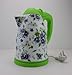 Produktbild Emaille Wasserkocher mit Blumemuster, Kapazität 1,8 Liter, grüne Ausführung