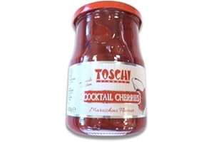 TOSCHI GR 630 COCKTAIL CHERRIES CILIEGINE CON GAMBO ALLO SCIROPPO CILIEGIE CANDITE ROSSE PER LONG DRINKS PER COPPE GELATO E DOLCI ICE CREAM