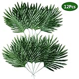 Comius Sharp Feuille de Palmier Tropical, 12 Pcs Tropical Palm Laisse Simulation Feuille Artificielle Décoration Maison Party Luau Hawaïen Faveurs