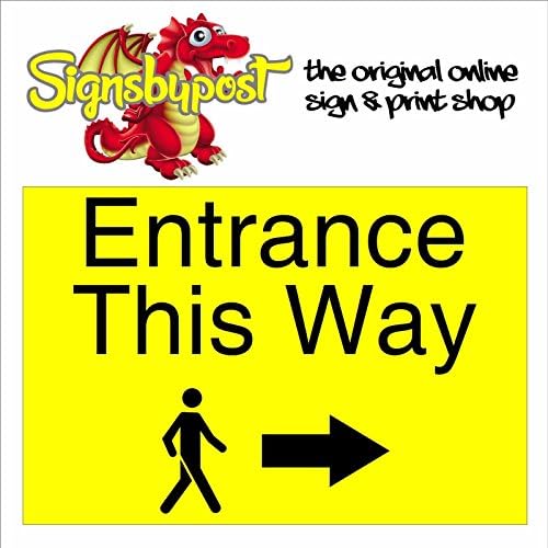 Pedestrian this way right arrow Weatherproof sign 5575 Aluminium PVC or Sticker(15cm x 20cm approx 6" 8" Foamalux 3mm Black on Yellow)