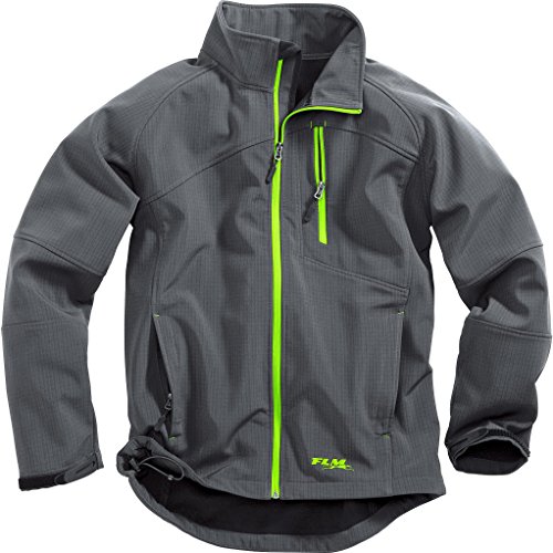 FLM Softshelljacke Herren Sports Softshell Jacke Herren 2.0, bergangsjacke, Windbreaker, Funktionsjacke, grau, Reiverschlsse und Logo neongrn, XL