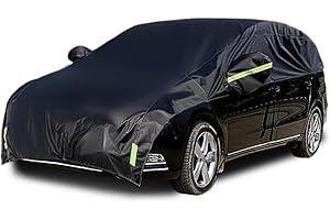 Konnfeir Half Car Cover Car Body Cover Sunshade Cover Snow Cover Windshield Cover Waterproof Black 210T Polyester with thin Cotton (MPV/SUV)