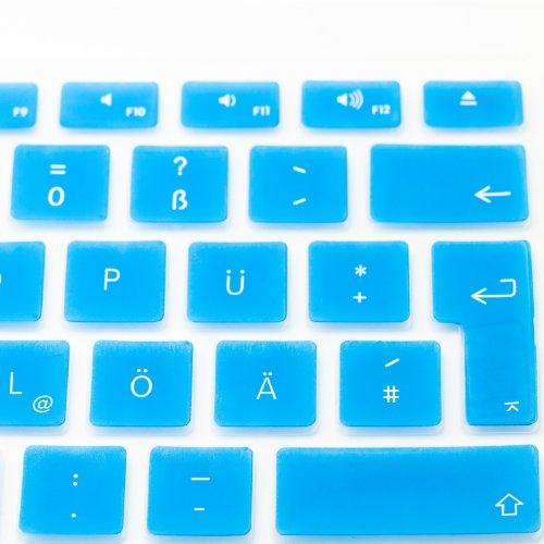 MiNGFi Deutsche Tastatur Silikon Schutz Abdeckung QWERTZ für MacBook Pro 13, 15, 17 Air 13 Zoll EU Keyboard Layout Silicone Cover – Light Blau - 3