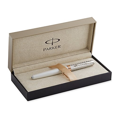 Parker Sonnet Metal and Pearl Pink Chrome Trim Rollerball Pen - Gift Boxed