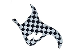 KAISH Golpeador de bajo P de 13 agujeros estilo PB placa de arañazos para Estados Unidos/México Precision P Bass Black/White Grid