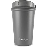 Stevig 4 Work Flip Open Coffee Mug &Ccedil;elik Termos 400 Mililitre Grey ST-251