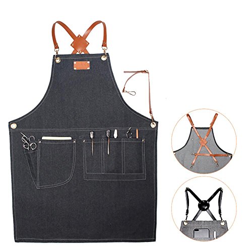 Preisvergleich Produktbild Kochbegeisterte Frauen Schürze Baumwolle Denim Kochschürze Küchenschürze Grillschürze Latzschürze Ärmellose Damen Schürze mit Taschen