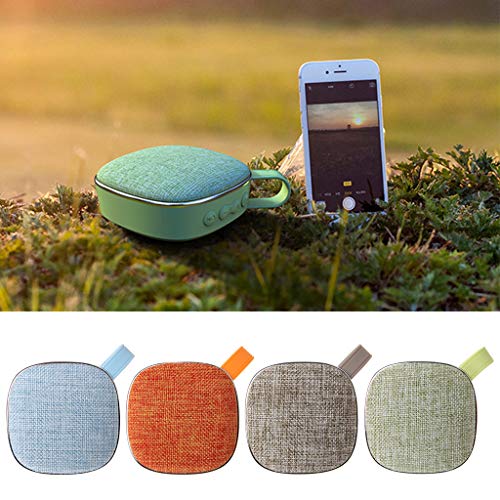 Hergon 1 Pcs Classicl Cloth Style Wireless Bluetooth Speaker, Portable Speaker With Mic TF Card FM Radio, MP3 Music Loudspeaker, Low Noise Ratio Musice Box for Outdoor,Shower,Computer (Coffee)