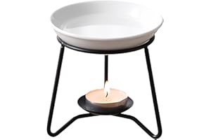 Cozlly Quemador Aceites Esenciales, Difusor Aromas, Difusor de Aroma Portavelas, Quemador Aromático, Lámpara de Fragancia de Cerámica, Quemador de Cera Aromática Soporte para Velas para Casaoficina