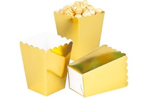 CC wonderland zone 24pcs Gold Mini Popcorn Boxes Paper Popcorn Containers-Party Popcorn Cardboard
