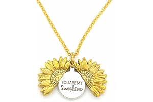 FOCUSIN Sunflower Necklace for Women Girls You are My Sunshine Necklace Sunflower Locket Jewelry Pendant Chain Gifts