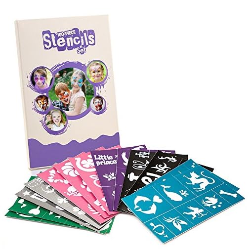 Face-Paint-stencil-100-pezzi-spessa-morbido-flessibile-e-facile-da-attaccare-riutilizzare–ideale-per-compleanni-pigiama-party-scuola-Carnevale-o-Fundraisers