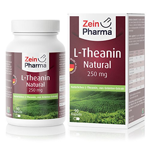 ZeinPharma L-Theanine 250mg  90 gélules (alimentation 3 mois)  extrait de thé vert riche en polyphénols naturels  aident a se détendre sans être fatiguer.  Fabriqué en Allemagne
