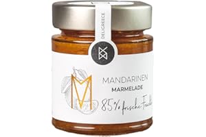 ‎DELIGREECE DELIGREECE - Mandarinen Marmelade 85% | Fruchtige Marmelade aus 85% frischen Mandarinen aus Griechenland. Marmelade ohne künstliche Zusatzstoffe, perfekt als Brotaufstrich und für Desserts | 180g