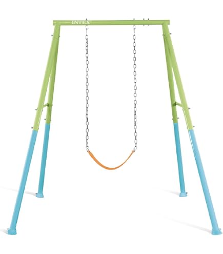 Intex Portique Balançoire 2 Agrès – Face-à-face Et Balançoire, Tubes Métal, Pour Enfants 3-10 Ans