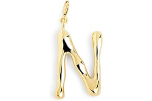 SINGULARU - Charm Letter XL or - Pendentif Initiale en laiton avec finition plaqué or 18 K - Pendentif Lettres A - Z - Charm Combinable avec Collier - Bijoux pour Femme - Lettre