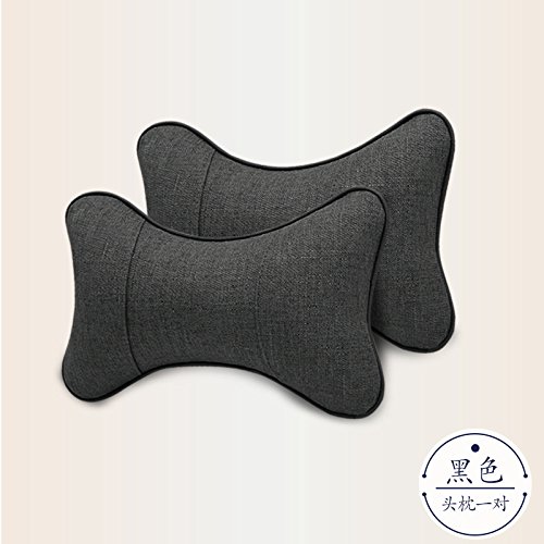 Preisvergleich Produktbild Baozengry Auto Kopfstütze Nackenkissen Kissen Fahrzeug Bettwäsche Auto Sitz Kissen, Bettwäsche Kopfpolster Paar Schwarz