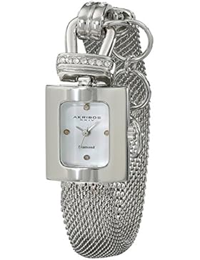 AKRIBOS XXIV DAMEN SILBER METALL ARMBAND METALL GEHÄUSE MINERAL GLAS UHR AK510SS