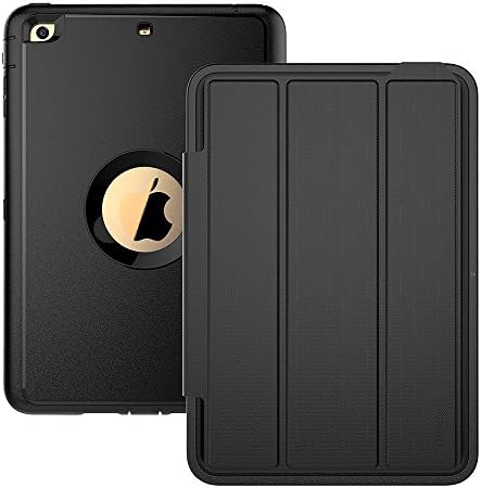 iPad Case, iPad Mini 1 2 3 Case, Three Layer Drop Protection Rugged Protective Heavy Duty iPad Case with Magnetic Smart Auto Wake / Sleep Cover for Apple iPad Mini 1/2/3 (Black)