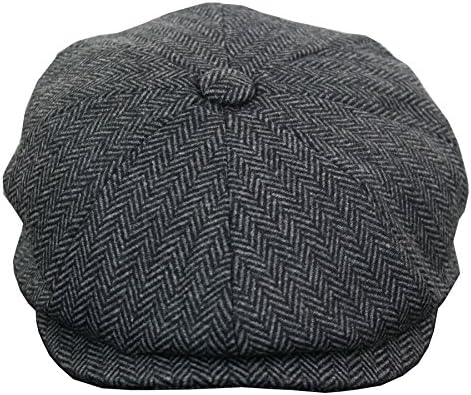 Mens Tweed Newsboy Cap Peaky Blinders Baker Boy Flat Check Grandad Hat