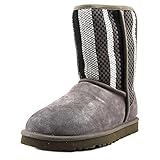  UGGClassic Short Woven Suede - Botas Plisadas Mujer, Color Gris, Talla 38