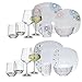 Produktbild Hekers Melamin-Geschirr Color Point weiss eckig16 tlg für 4 Personen + 4 Weingläser u. 4 Tumbler/Wassergläser aus Polycarbonat Camping-Geschirr Tafel-Service Picknik Trekking Outdoor